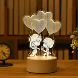 Acrylic night light etched with a couple and heart balloons design