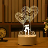 Acrylic night light etched with a couple beneath heart balloons