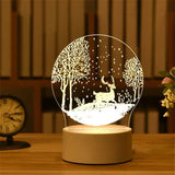 Acrylic LED lamp with etched tree and swing scene in a round panel