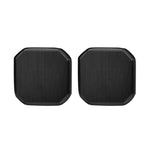 Pair of matte black square cufflinks with plain unengraved faces on white background