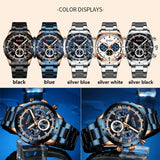 Chart showing color variations of the silver steel chronograph couples watch
