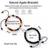 Spec card showing natural agate bracelet details, bead size, magnet and weight
