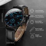 Brown leather strap watch shown with feature callouts highlighting design details