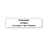 Slim white metal sign template in 10 by 40 centimetre landscape size
