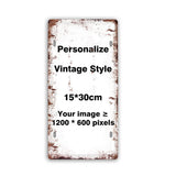 Portrait weathered metal sign template in 15 by 30 centimetre size