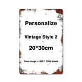 Weathered portrait metal sign template with dark distressed border, 20 by 30 centimetres