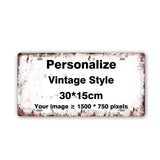 Rustic landscape metal sign template with distressed edges in 30 by 15 centimetre size