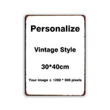 Weathered vintage style metal sign template in portrait 30 by 40 centimetre size