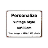 Weathered landscape metal sign template with distressed border, 40 by 30 centimetres