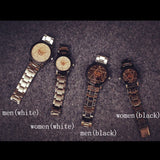 Black and silver geometric watches shown in larger and smaller case sizes with dimensions