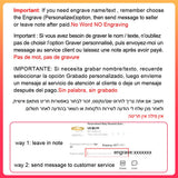Instruction notice explaining how to submit personalised engraving text when ordering