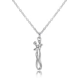 Silver chain necklace with silver hugging couple 3D pendant
