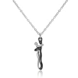 Silver hugging couple 3D pendant necklace on white background