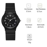 Chart showing case size, band length, and weight specifications for the watch