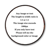Round metal sign template with dark border and image resolution guidelines