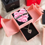 Buy Heart Zircon Pendant Necklace - Pink Rose Bow Luxury Gift Set and get Free Shipping Australia Wide |  | Buy Confidently from Smart Sales Australia