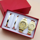 Buy 4Pcs Couple Watch Set Women Men Fashion Diamond Golden Clock Wristwatch Relogio and Necklaces Valentine's Day gift With Box and get Free Shipping Australia Wide |  | Buy Confidently from Smart Sales Australia