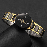 Buy Sophisticated Gold & Black Rhinestone Watch and get Free Shipping Australia Wide | Steel Band | Buy Confidently from Smart Sales Australia