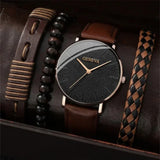 Buy 4Pcs Men's Fashion Watch Set - Simple Leather Quartz Sports Watch and get Free Shipping Australia Wide | Leather Band | Buy Confidently from Smart Sales Australia