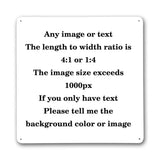 White portrait metal sign template listing custom image size requirements