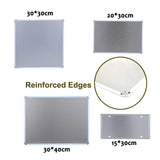 Diagram showing rectangular and round metal sign sizes with reinforced edge detail