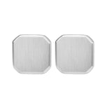 Pair of brushed silver square cufflinks with flat blank faces ready for engraving
