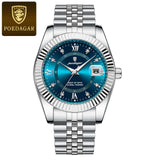 Two-tone silver and gold watch with silver dial and fluted bezel