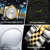 Two-tone luxury watch dial close-up highlighting stainless steel construction