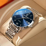 Watch with black sunray dial and two-tone gold and silver bracelet