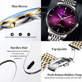 Feature graphic showing dial detail, fold button clasp and case build on silver watch