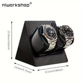 Dual watch winder shown with height, width and depth measurements