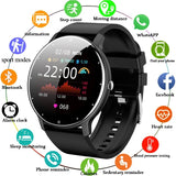 Black smartwatch with red digital display showing heart rate and fitness tracking features