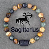 Natural stone bead bracelet with Sagittarius zodiac symbol charm