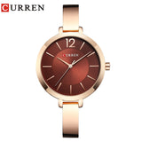 CURREN gold slim watch with deep brown gradient dial and presentation box