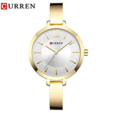 CURREN rose gold slim watch with pale cream sunray dial and presentation box