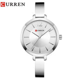 CURREN silver slim women's watch with white dial and thin steel bracelet, gift boxed