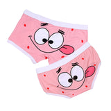 Pink cotton couples underwear with cartoon funny face and tongue out design