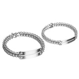 Matching silver engravable ID bar bracelets, wide and narrow pair