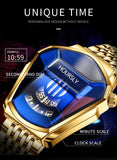 Promotional graphic showing gold HOURSLY watch with unique time branding