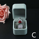 Rose terrarium glass dome pendant necklace labeled style C on black background