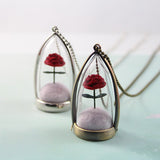 Rose Terrarium Necklace — Two Pendants on Chains
