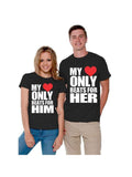 Buy My Heart Only Beats for Him & Her Matching Couple Shirts Valentines Day Gift Couples Tee Shirts His and Her Love T-shirt and get Free Shipping Australia Wide |  | Buy Confidently from Smart Sales Australia