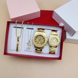 Buy 4Pcs Couple Watch Set Women Men Fashion Diamond Golden Clock Wristwatch Relogio and Necklaces Valentine's Day gift With Box and get Free Shipping Australia Wide |  | Buy Confidently from Smart Sales Australia