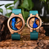 Buy Blue and Black Unique Handmade Wooden Couples Watch Set and get Free Shipping Australia Wide | Wooden Watch | Buy Confidently from Smart Sales Australia