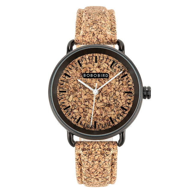 BOBOBIRD Leisure Wooden Cork Skin Watches for Him or for Her Couples Watches