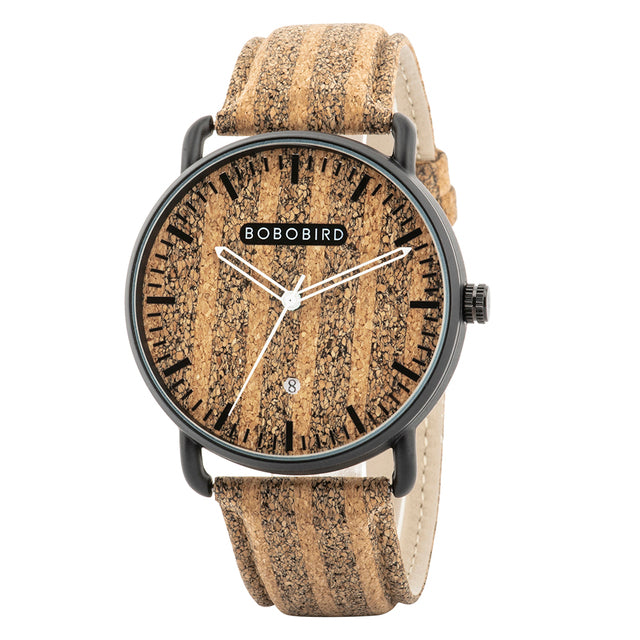 BOBOBIRD Leisure Wooden Cork Skin Watches for Him or for Her Couples Watches