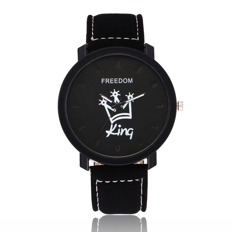 King Queen Leather Couples Watches Gift Set